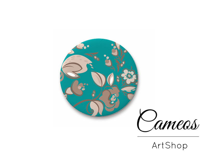 Round handmade glass cabochons 8mm up to 25mm,  Floral- L115 - Cameos Art Shop