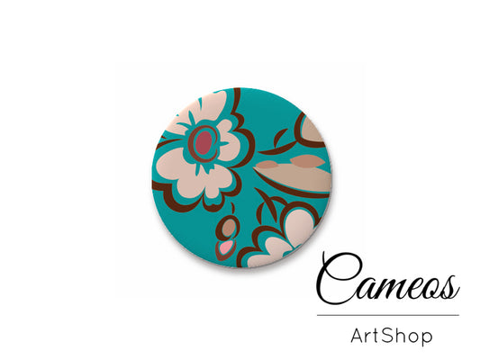 Round handmade glass cabochons 8mm up to 25mm,  Floral- L116 - Cameos Art Shop