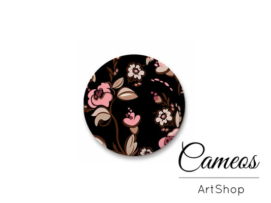 Round handmade glass cabochons 8mm up to 25mm,  Floral- L117 - Cameos Art Shop