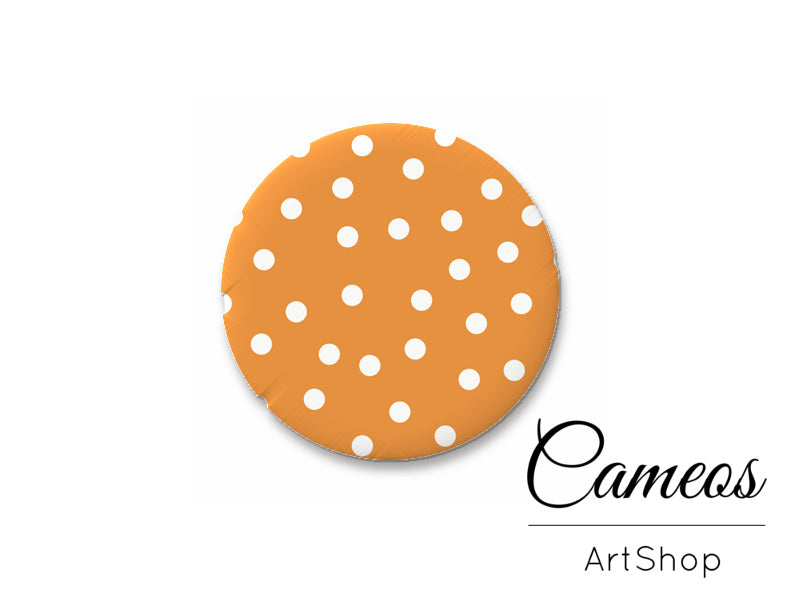 Round handmade glass cabochons 8mm up to 25mm, Orange Dots- L125 - Cameos Art Shop