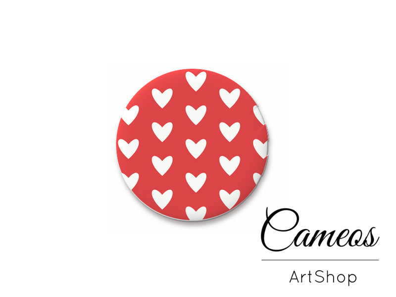 Round handmade glass cabochons 8mm up to 25mm, Red Hearts- L127 - Cameos Art Shop