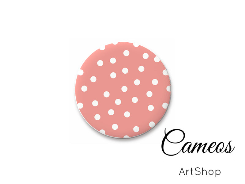 Round handmade glass cabochons 8mm up to 25mm, Pink Dots- L130 - Cameos Art Shop