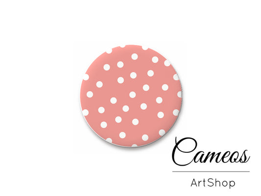 Round handmade glass cabochons 8mm up to 25mm, Pink Dots- L130 - Cameos Art Shop