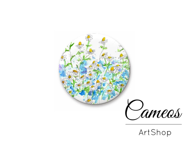 Round handmade glass cabochons 8mm up to 25mm, Flowers- L142 - Cameos Art Shop