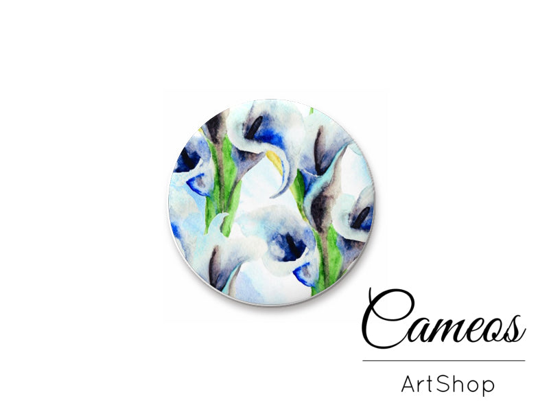 Round handmade glass cabochons 8mm up to 25mm, Flowers- L143 - Cameos Art Shop