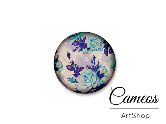 Round handmade glass cabochons 8mm up to 25mm, Flowers- L148 - Cameos Art Shop