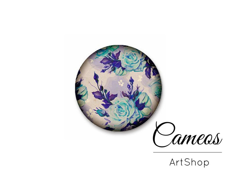 Round handmade glass cabochons 8mm up to 25mm, Flowers- L148 - Cameos Art Shop