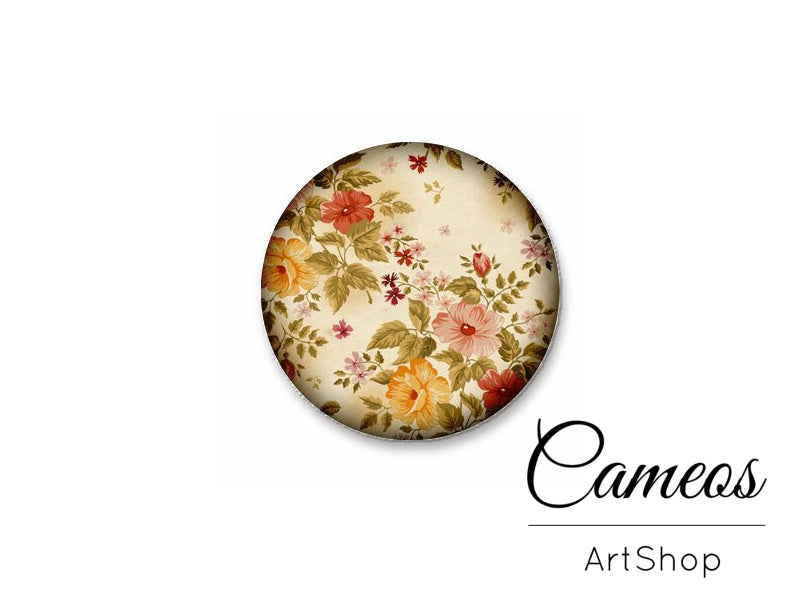Round handmade glass cabochons 8mm up to 25mm, Flowers- L149 - Cameos Art Shop
