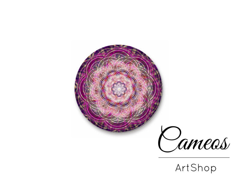 Round handmade glass cabochons 8mm up to 25mm, Mandala Motive- L152 - Cameos Art Shop