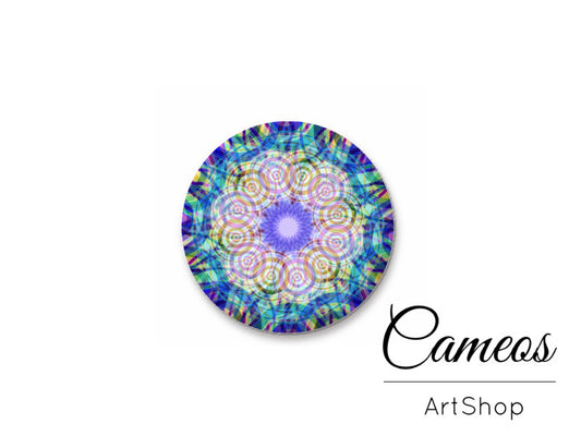 Round handmade glass cabochons 8mm up to 25mm, Mandala Motive- L153 - Cameos Art Shop