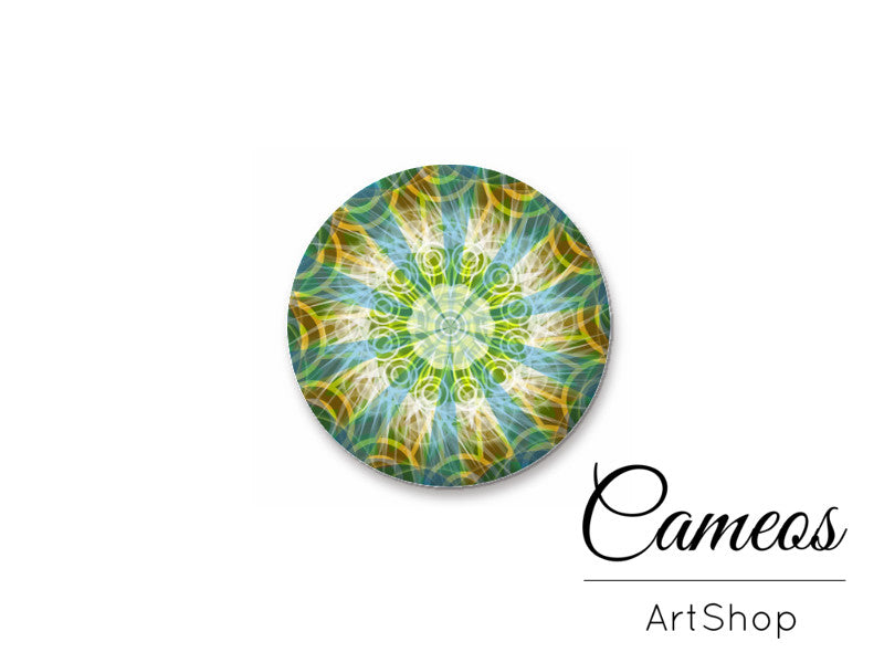 Round handmade glass cabochons 8mm up to 25mm, Mandala Motive- L154 - Cameos Art Shop