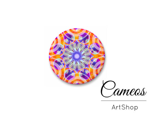 Round handmade glass cabochons 8mm up to 25mm, Mandala Motive- L159 - Cameos Art Shop