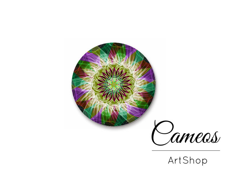 Round handmade glass cabochons 8mm up to 25mm, Mandala Motive- L160 - Cameos Art Shop