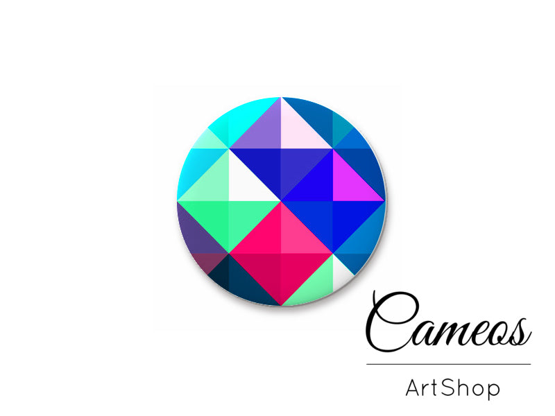 Round handmade glass cabochons 8mm up to 25mm, Triangles Motive- L161 - Cameos Art Shop