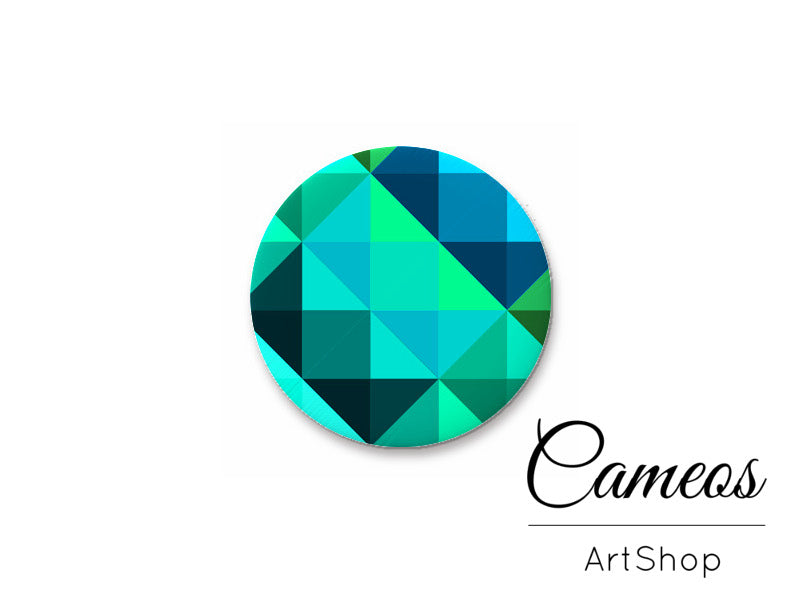 Round handmade glass cabochons 8mm up to 25mm, Triangles Motive- L170 - Cameos Art Shop