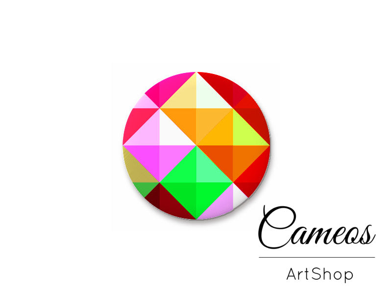 Round handmade glass cabochons 8mm up to 25mm, Triangles Motive- L171 - Cameos Art Shop