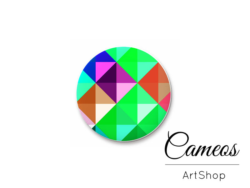 Round handmade glass cabochons 8mm up to 25mm, Triangles Motive- L173 - Cameos Art Shop