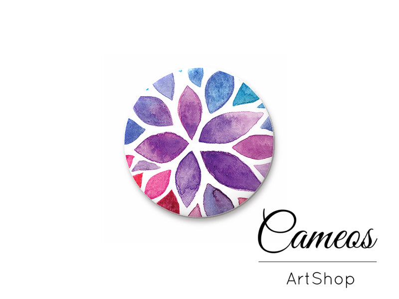 Round handmade glass cabochons 8mm up to 25mm, Colorful Leaves Motive- L179 - Cameos Art Shop