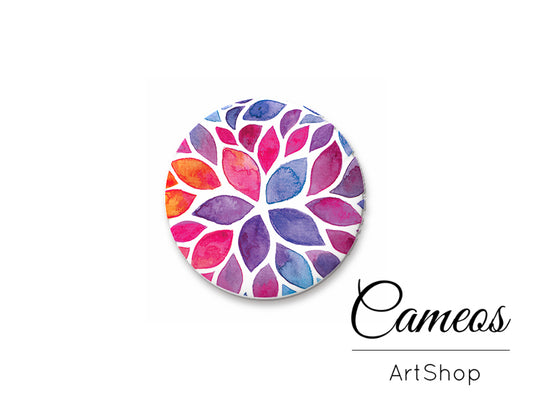 Round handmade glass cabochons 8mm up to 25mm, Colorful Leaves Motive- L181 - Cameos Art Shop