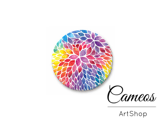 Round handmade glass cabochons 8mm up to 25mm, Colorful Leaves Motive- L184 - Cameos Art Shop