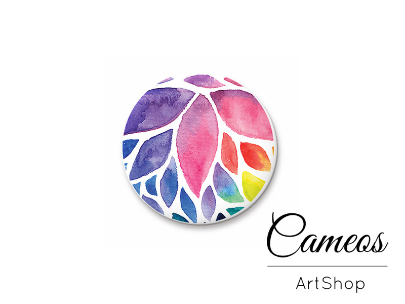 Round handmade glass cabochons 8mm up to 25mm, Colorful Leaves Motive- L186 - Cameos Art Shop