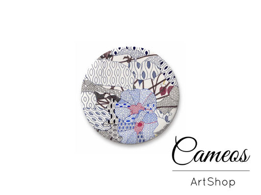 Round handmade glass cabochons 8mm up to 25mm, Abstract Motive- L200 - Cameos Art Shop