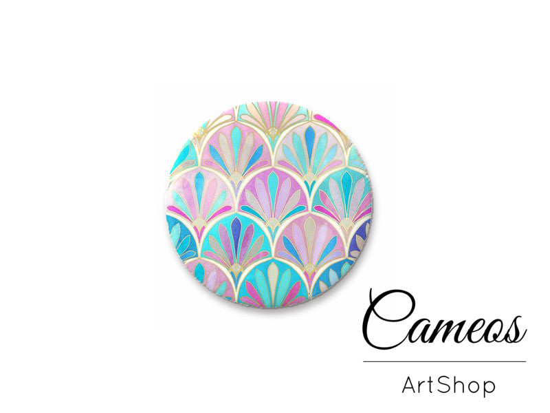 Round handmade glass cabochons 8mm up to 25mm, Abstract Motive- L202 - Cameos Art Shop