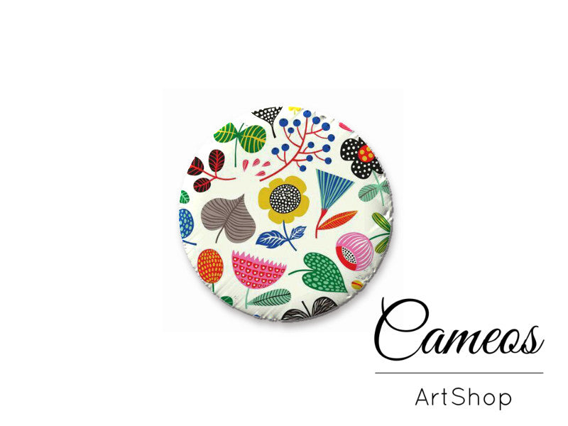 Round handmade glass cabochons 8mm up to 25mm, Flowers Motive- L203 - Cameos Art Shop