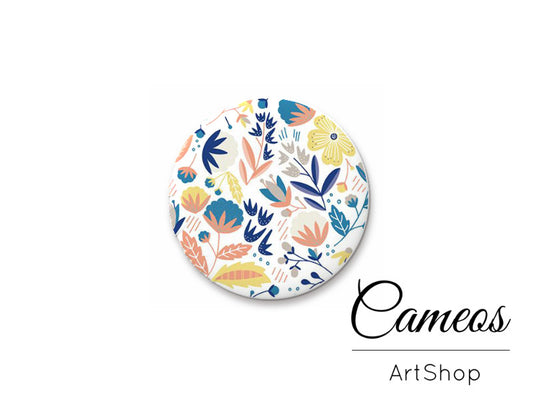 Round handmade glass cabochons 8mm up to 25mm, Flowers Motive- L211 - Cameos Art Shop