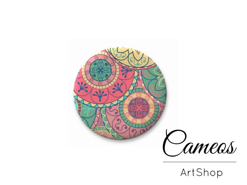 Round handmade glass cabochons 8mm up to 25mm, Mandala Motive- L214 - Cameos Art Shop