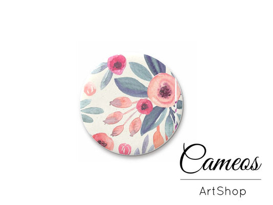 Round handmade glass cabochons 8mm up to 25mm, Flowers Motive- L216 - Cameos Art Shop