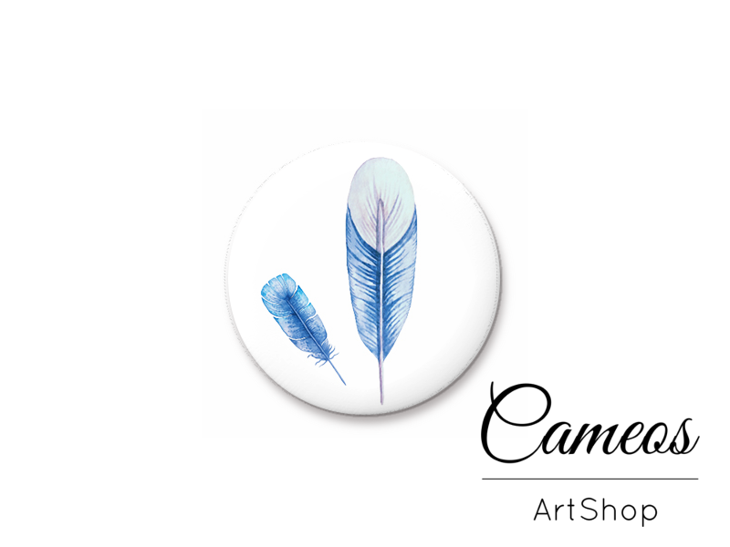 Round handmade glass cabochons 8mm up to 25mm, Feather Motive- L22 - Cameos Art Shop
