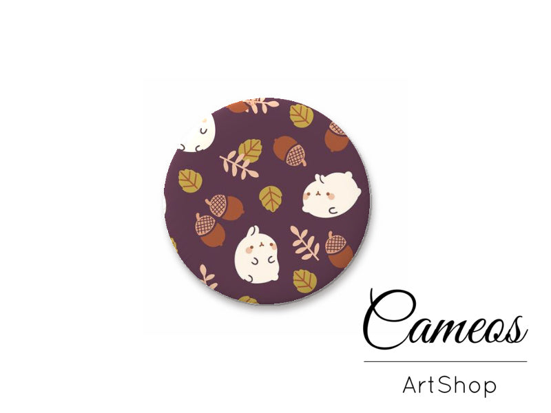 Round handmade glass cabochons 8mm up to 25mm, Autumn Motive- L220 - Cameos Art Shop