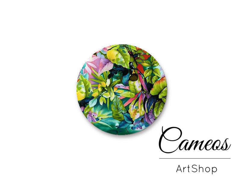 Round handmade glass cabochons 8mm up to 25mm, Flowers Motive- L224 - Cameos Art Shop