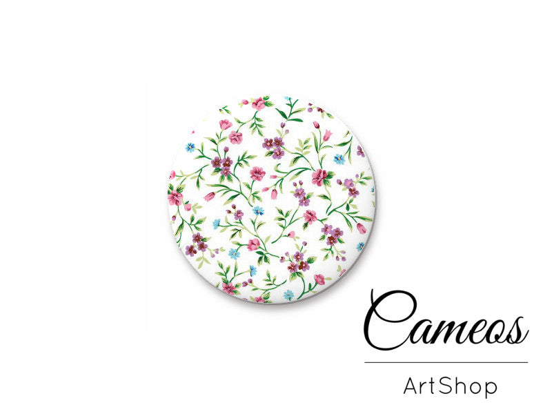 Round handmade glass cabochons 8mm up to 25mm, Little Flowers Motive- L230 - Cameos Art Shop