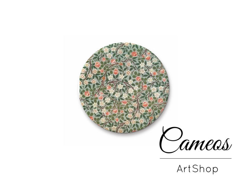 Round handmade glass cabochons 8mm up to 25mm, Little Flowers Motive- L231 - Cameos Art Shop