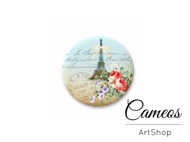 Round handmade glass cabochons 8mm up to 25mm, Eiffel Tower- L235 - Cameos Art Shop