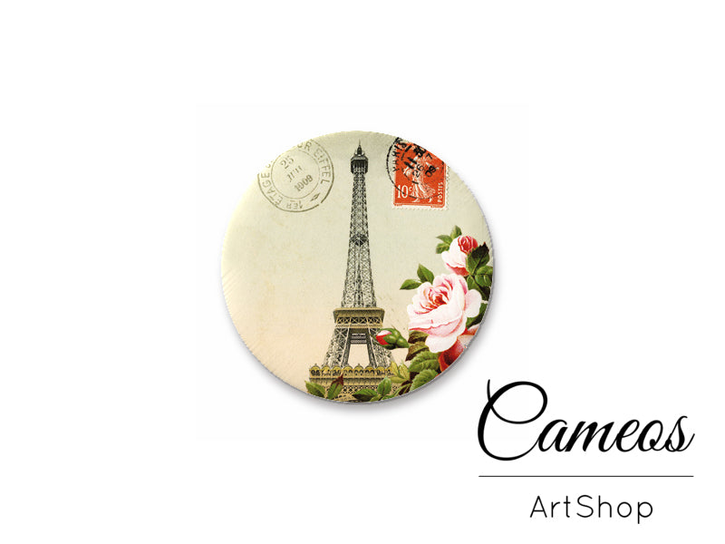 Round handmade glass cabochons 8mm up to 25mm, Eiffel Tower- L237 - Cameos Art Shop