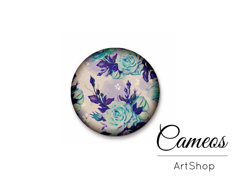 Round handmade glass cabochons 8mm up to 25mm, Vintage flowers- L248 - Cameos Art Shop