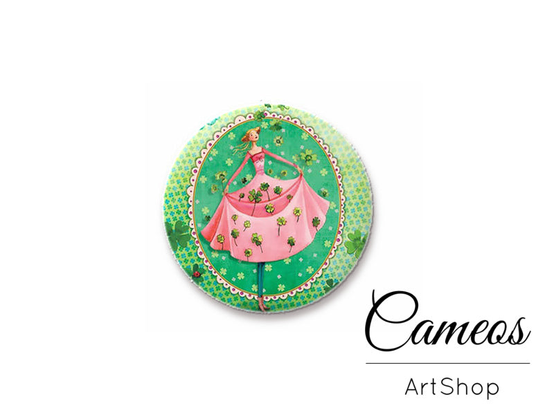 Round handmade glass cabochons 8mm up to 25mm, Cute Girl- L250 - Cameos Art Shop
