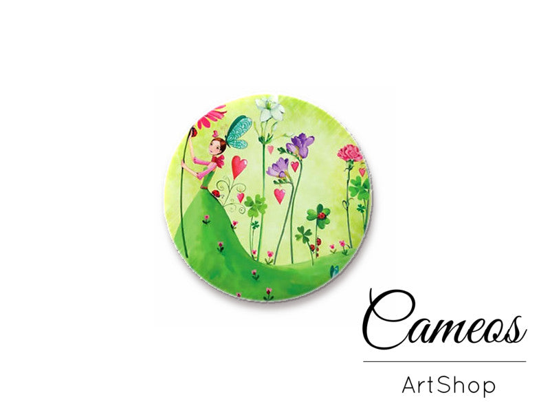 Round handmade glass cabochons 8mm up to 25mm, Cute Girls- L253 - Cameos Art Shop