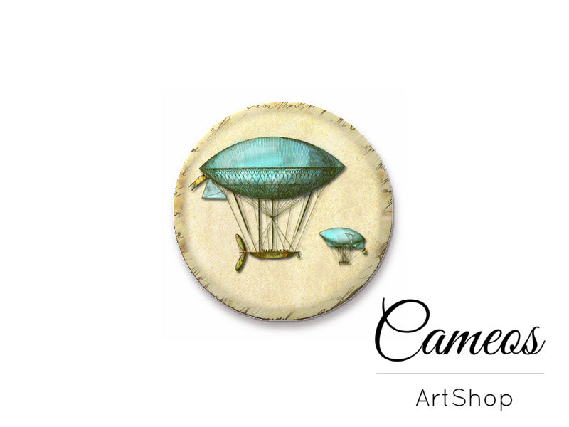 Round handmade glass cabochons 8mm up to 25mm, Hot Air balloon- L258 - Cameos Art Shop