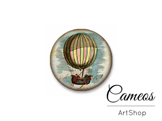 Round handmade glass cabochons 8mm up to 25mm, Hot Air balloon- L259 - Cameos Art Shop