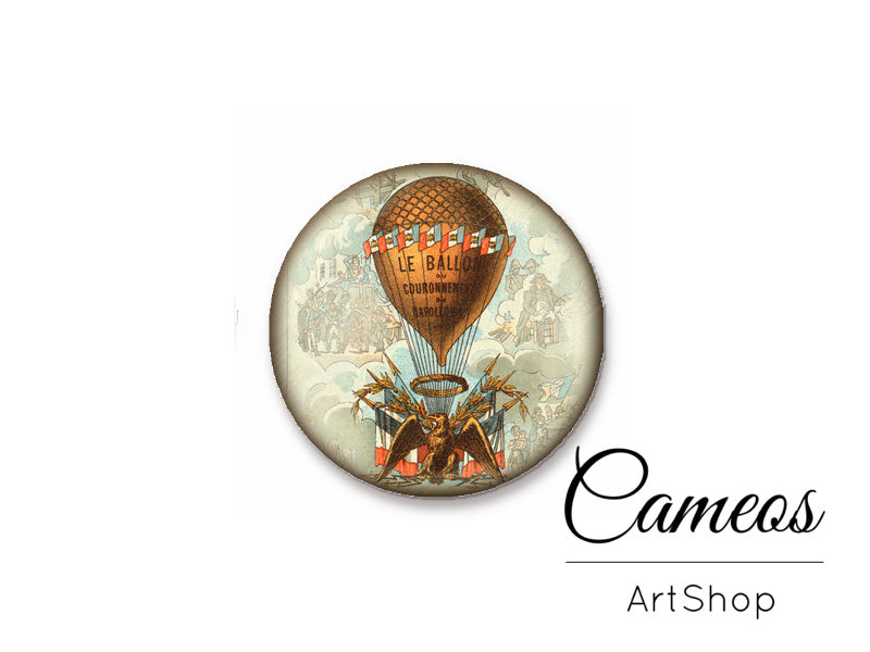 Round handmade glass cabochons 8mm up to 25mm, Hot Air balloon- L261 - Cameos Art Shop