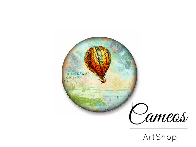 Round handmade glass cabochons 8mm up to 25mm, Hot Air balloon- L262 - Cameos Art Shop