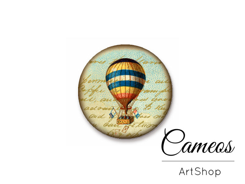 Round handmade glass cabochons 8mm up to 25mm, Hot Air balloon- L263 - Cameos Art Shop