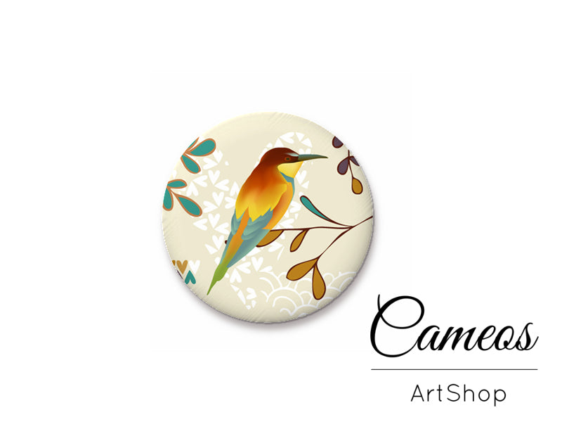 Round handmade glass cabochons 8mm up to 25mm, Birds- L264 - Cameos Art Shop