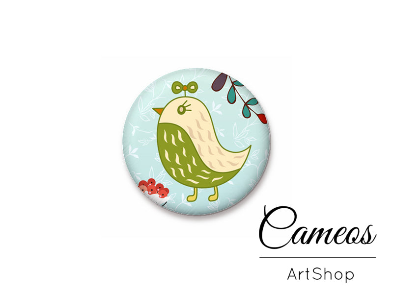 Round handmade glass cabochons 8mm up to 25mm, Birds- L265 - Cameos Art Shop