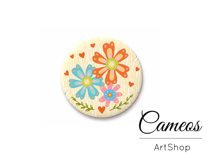 Round handmade glass cabochons 8mm up to 25mm, Flowers- L266 - Cameos Art Shop