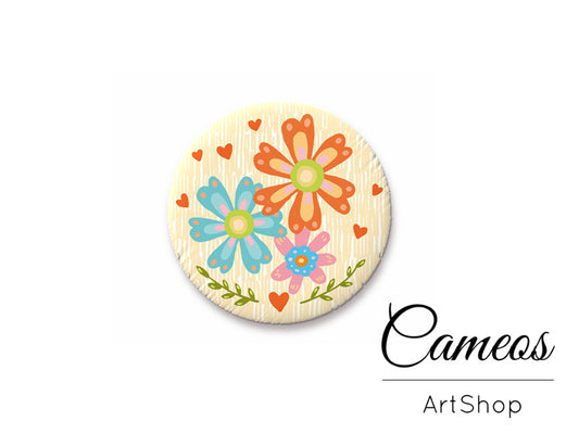 Round handmade glass cabochons 8mm up to 25mm, Flowers- L266 - Cameos Art Shop